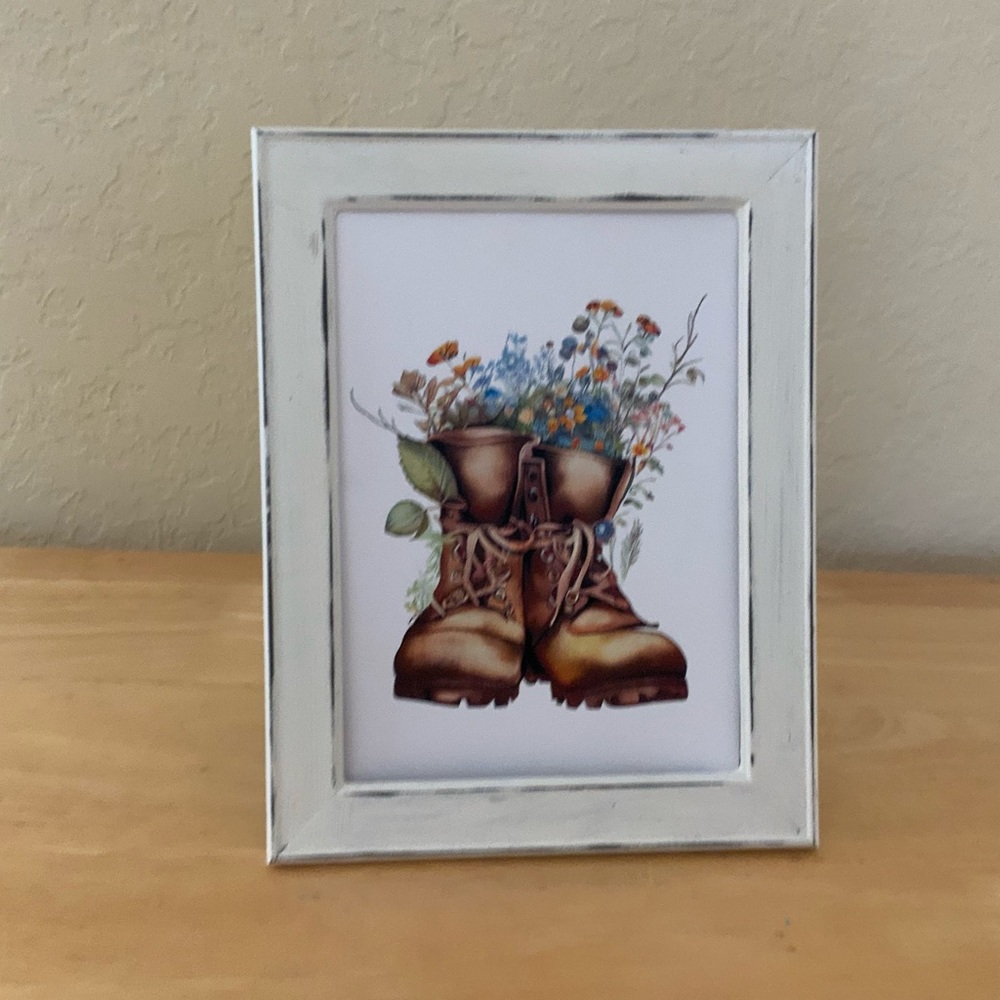 Farmhouse Cowboy boots and sunflowers picture 5x7 w/frame